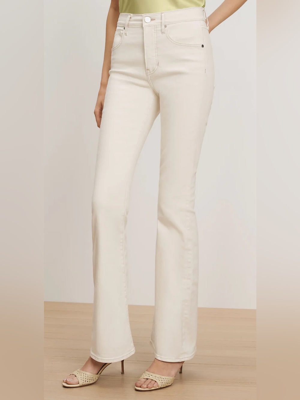 Veronica Beard Beverly High Rise Skinny Flare White Denim Jeans